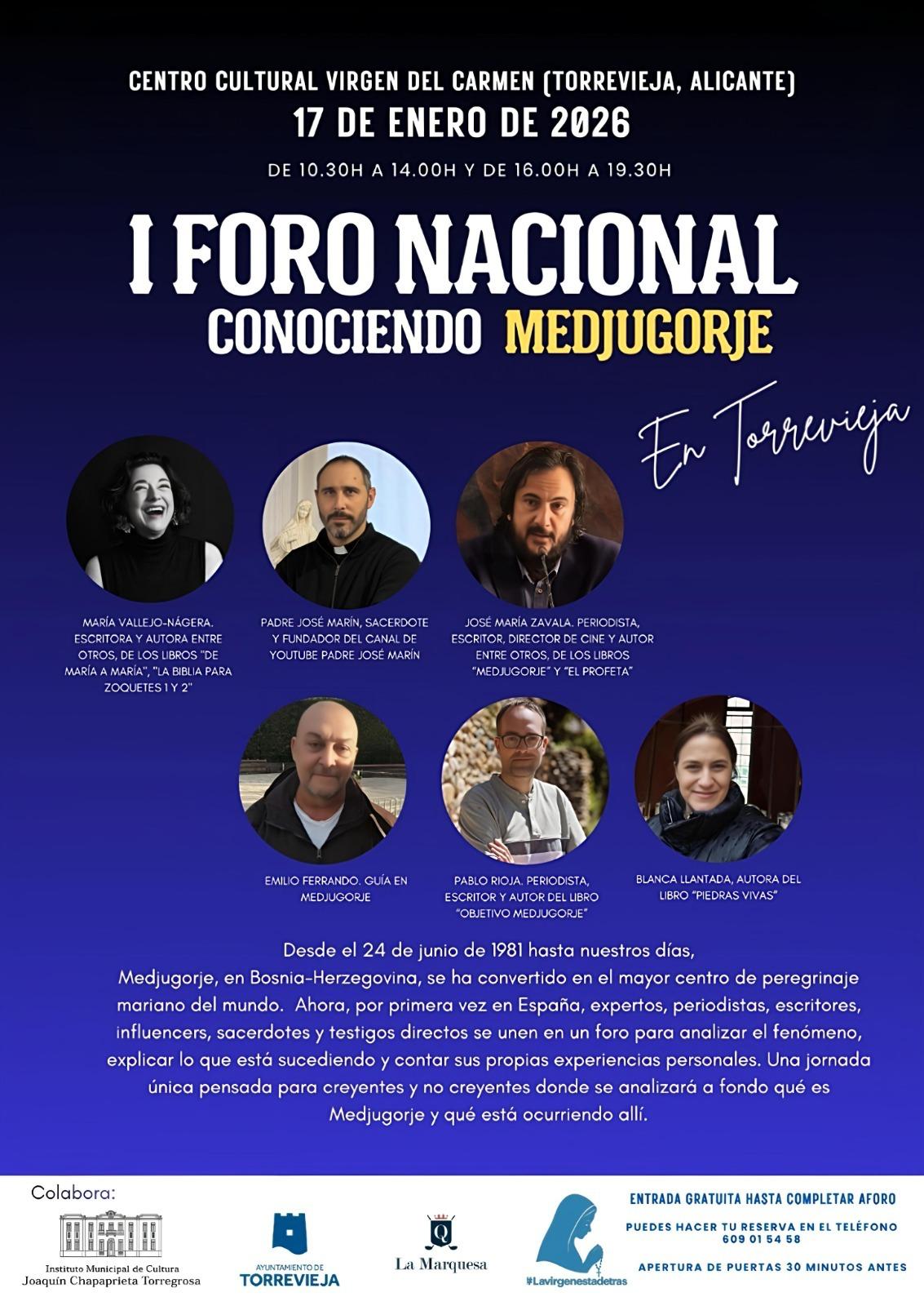 TORREVIEJA ACOGE ESTE SÁBADO EL PRIMER FORO NACIONAL SOBRE EL FENÓMENO MARIANO DE MEDJUGORJE (BOSNIA –&nbsp;HERZEGOVINA)